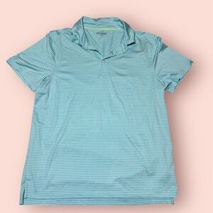 NEW  J.Crew XL Lightweight Performance Polo Shirt Blue Striped Short Sleeve NWT